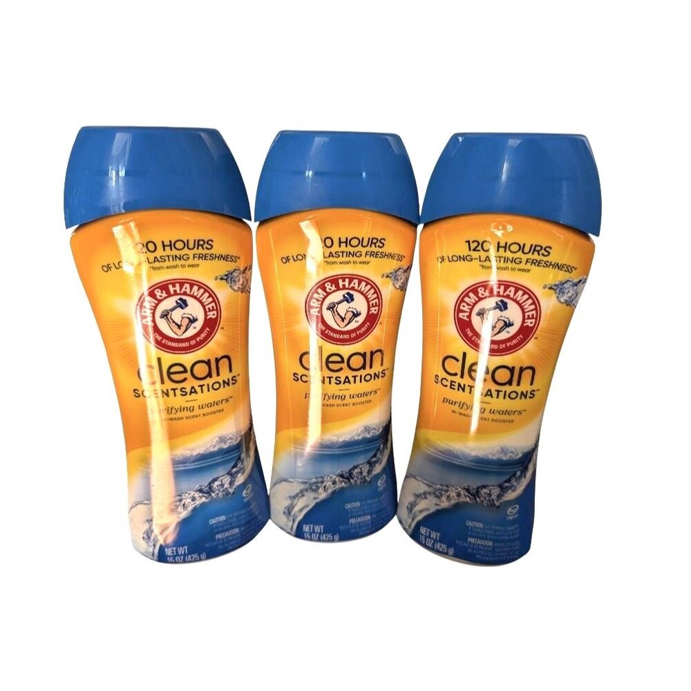 Lot of 3 Arm & Hammer Clean Scentsations In-Wash Scent Booster Purifying Waters